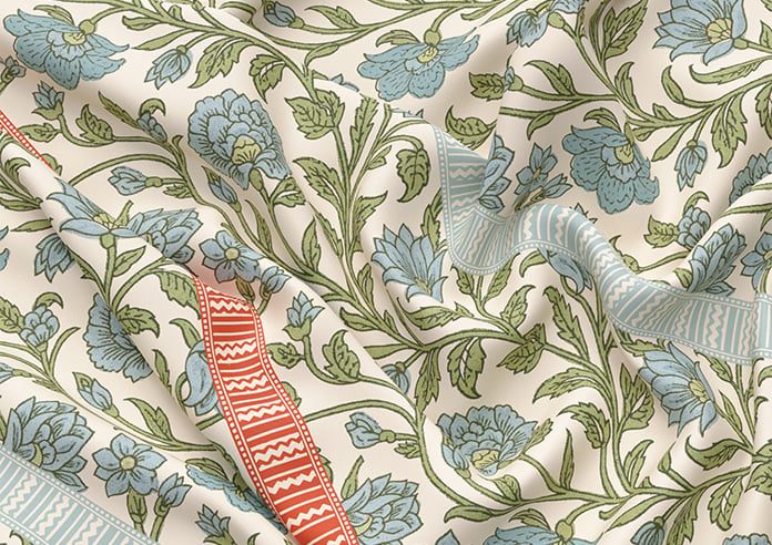 Petal & Block Latika Stripe, Neem - Roman Blind - Image 4